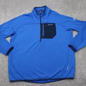 Eddie Bauer First Ascent Sweatshirt Mens 2XLT XXL-Tall Blue 1/4 Zip Free Heat